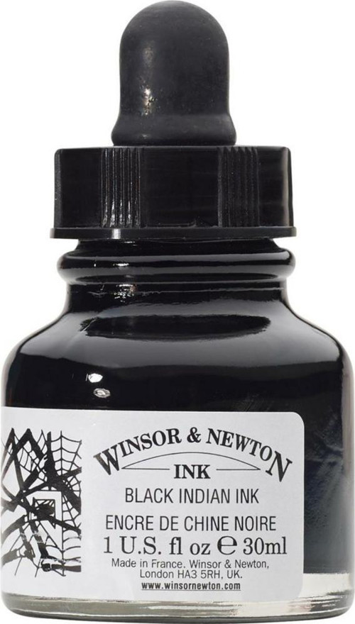 Winsor Newton Drawing Ink 30ml Çizim Mürekkebi Black Indian