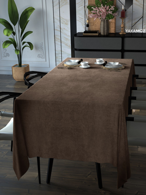 Kaju Rengi Kadife Dokulu Masa Örtüsü Dertsiz Velvet Touch Serisi