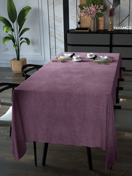 Lavanta Pembesi Kadife Dokulu Masa Örtüsü Dertsiz Velvet Touch Serisi