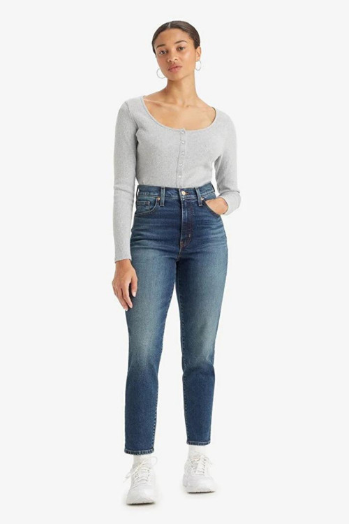 High Waist Mom Kadın Koyu Mavi Jean A7745-0001