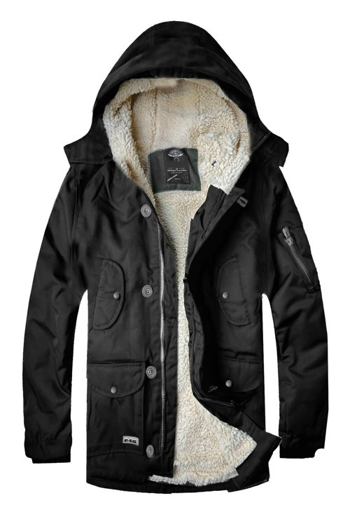 Regular Fit Su Ve Soğuğa Dayanıklı Kürklü Kapüşonlu Çocuk Parka Kaban--Siyah--