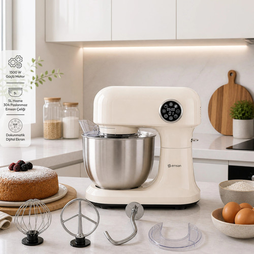 Emsan Bella Gusto Pro Dijital Ekranlı Stand Mikser Krem 1500W