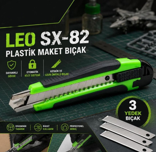 SX-82 Plastik Maket Bıçağı Yedek Uç Hazneli 18 mm (2 Yedekli)