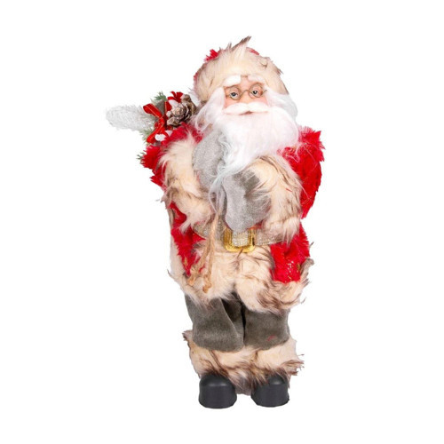 Yılbaşı Noel Baba Gold Hediye Çuvallı Yeşil Pantalonlu Fenerli Kırmızı Yeşil 30 Cm.
