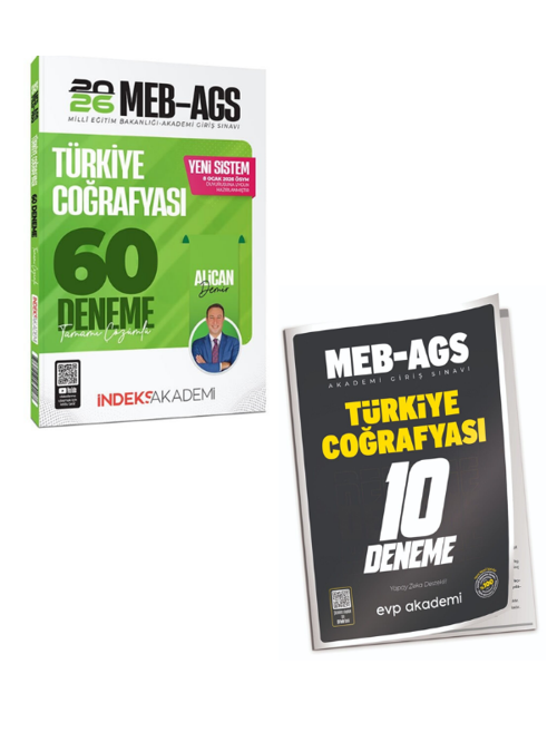 İndeks 2026 MEB-AGS Türkiye Coğrafyası 60 Deneme & EVP Akademi Deneme Seti