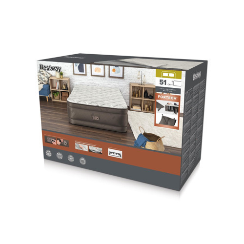69145 Fortech Yorgan Yüzeyli Çift Kişilik Dahili Pompalı Şişme Yatak 2.03m x 1.52m x 51cm