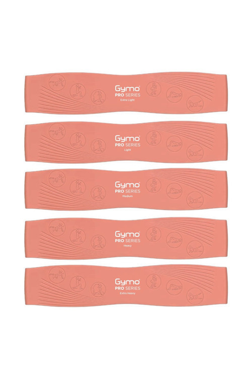 Pro Series Çantalı Direnç Bandı Fitness Pilates Esnetme Lastiği 5'li Set Silikon Somon