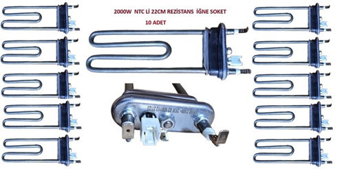 ÇAMAŞIR MAKİNESİ REZİSTANSI NTC Lİ 2000W 22CM AEG-ARÇELİK-BOSCH-VESTEL (İGNE SOKET) (10 ADET)
