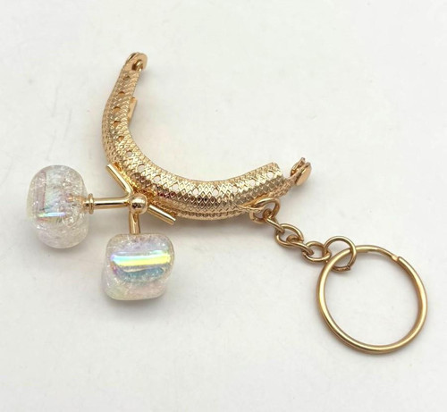 5 Cm Anahtarlıklı Cüzdan Klipsi Golden Renk Sedef Beyaz Şeker Toplu