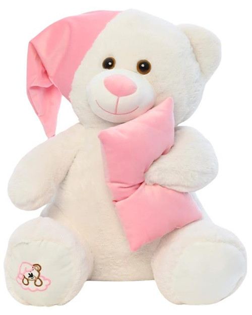 Pelüş Uyku Arkadaşım Ayıcık 60 cm Beyaz Pembe 03007