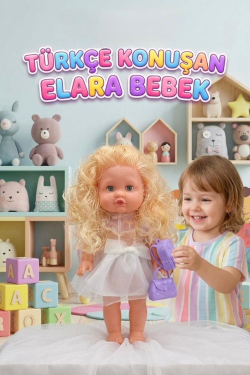 Elara Türkçe Konuşan 35cm Kafası Kolları ve Bacakları Et Bebek Gövdesi Sert Plastik Oyuncak Bebek