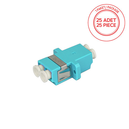 LC/PC Dubleks Multimode OM3 Fiber Optik Adaptör 1 Paket - 25 Adet