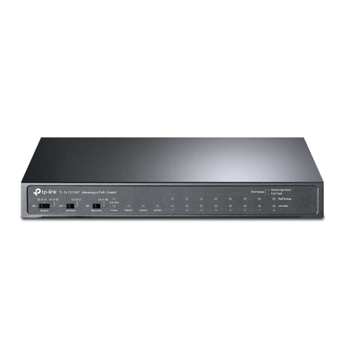 TP-LINK OMADA TL-SL1311MP, 10 Port, (8 Port Megabit, 2 Port Gigabit), 8 Port PoE, 124W, +1Port GigaBit SFP, Yönetilemez,