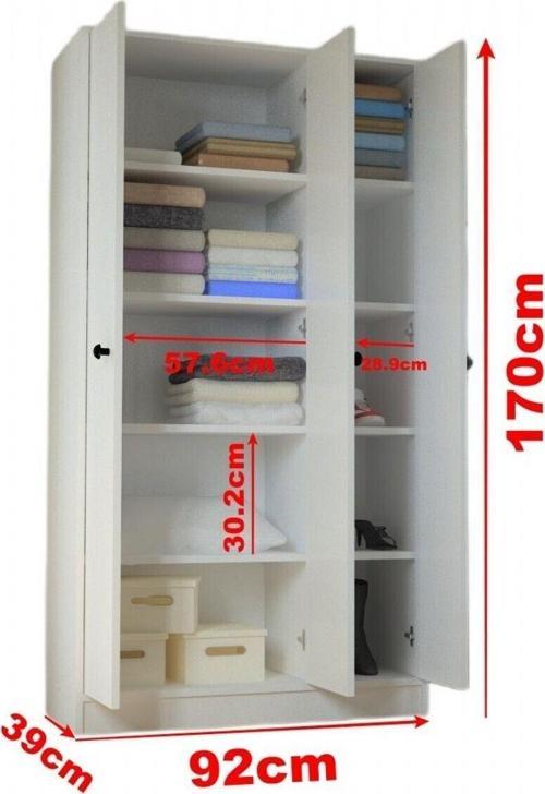 3Kapaklı Raflı Karaca Dolap Beyaz
