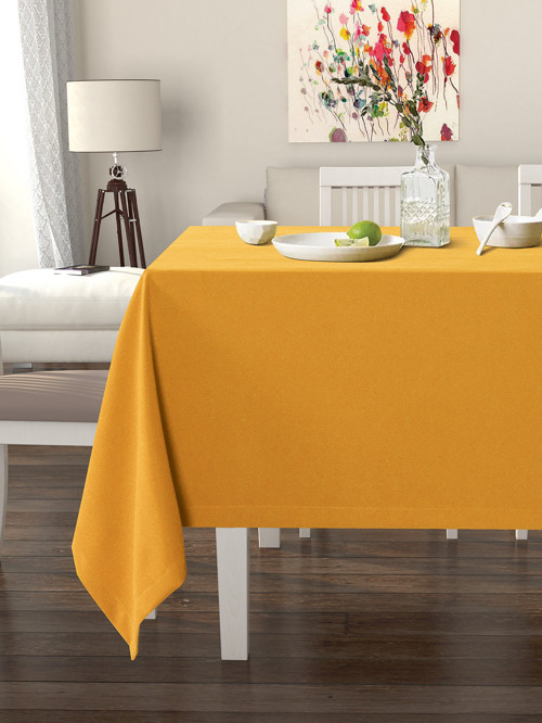 Kadife Çiçeği Rengi Masa Örtüsü Kadife Dokulu Leke Tutmaz