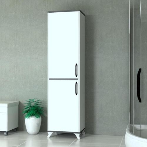 Zarif Banyo Dolabı Beyaz Antrasit