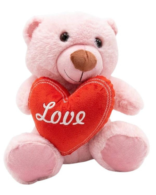 Kalp Tutan Pelüş Ayıcık Pembe 30 cm 04030