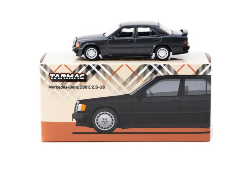 1:64 Mercedes-Benz 190 E 2.3-16 Blue Black Metallic Global64 T64G-047-BK Model Araba