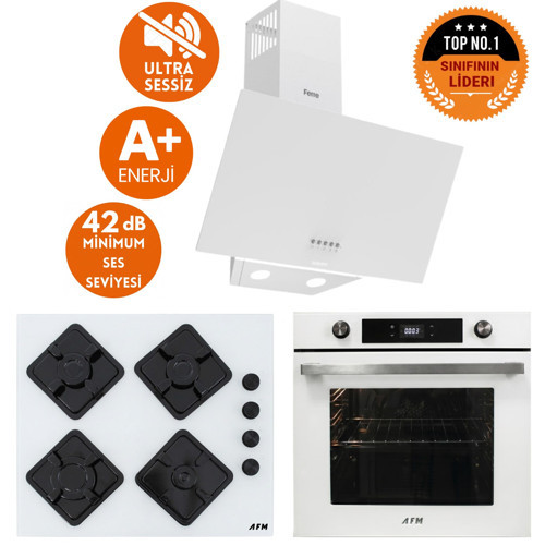 ve Ferre Marka ALFA Sessiz Turbo Beyaz Dijital Ankastre Set(D087-SA+ FM7701+FM-BD2201 )