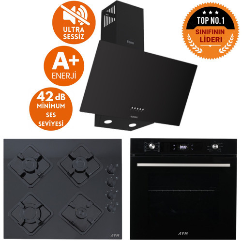 ve Ferre MARKALI RIA Sessiz Turbo Dijital Siyah Ankastre Set (D086-SA +FM7700 +FM-BD2200)