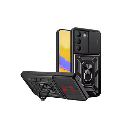Vivo V30 Lite 4G Pars Lens Yüzüklü Silikon - Siyah