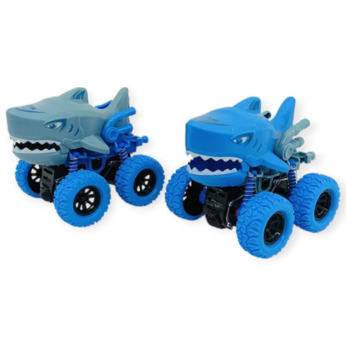 2'li Set Köpek Balığı Sürtmeli Mekanik Monster Araba 12 cm