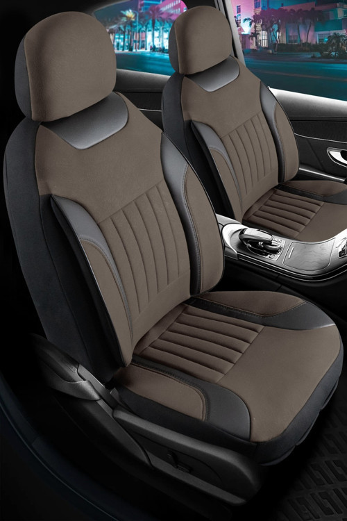 Fiat Egea Cross Tay Tüyü Oto Koltuk Kılıfı Fermuarlı Ön Arka Set Kahverengi Edition