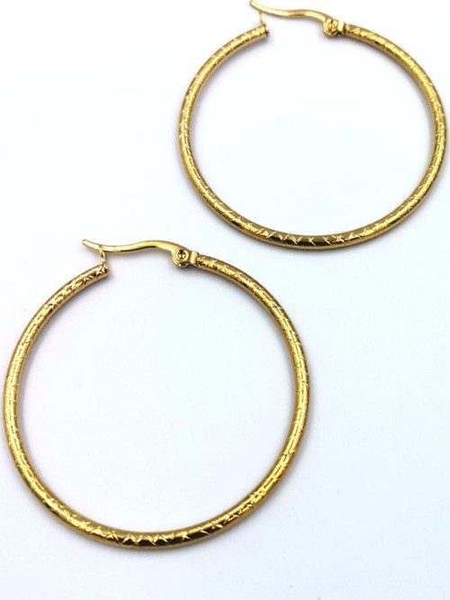 Çelik Gold Renk Halka Küpe Çap 4 cm