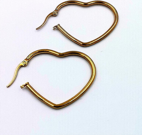 Çelik Gold Renk Kalp Figürlü Küpe Çap 3,5 cm