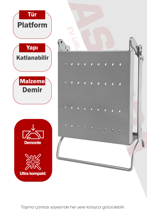 Merdiven Çalışma Platformu Aparatı - Tüm Merdivenlere Uyumlu Katlanır Çelik Sehpa