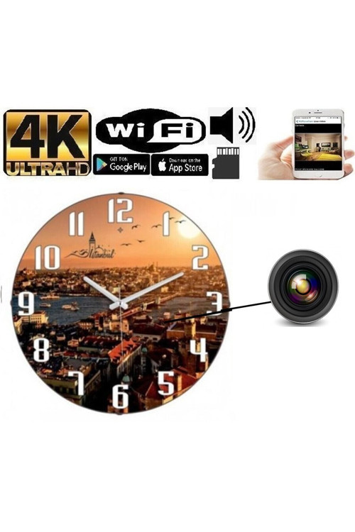 Duvar Saati Wifi Kamera 4k Canlı Izleme Ve Kayıt