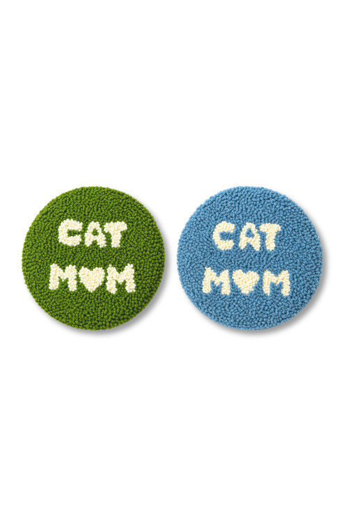 Cat Mom Punch Bardak Altlığı 2'li Mavi&Yeşil