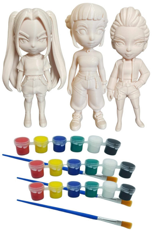 Kpop Figürü 3'lü Set 3d Baskı Boyama Seti
