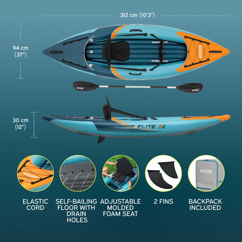 Hydro-Force 65180 Surge Elite X1 Tek Kişilik Kano Seti 3.12m x 94cm x 30cm
