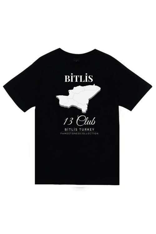 Bitlis - Nemrut - Van Gölü - Tatvan - Doğa - Şehir Baskılı Unisex Siyah T-Shirt