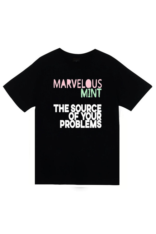 Marvelous Mint - The Source Of Your Problems Baskılı Unisex %100 Pamuk Siyah T-Shirt