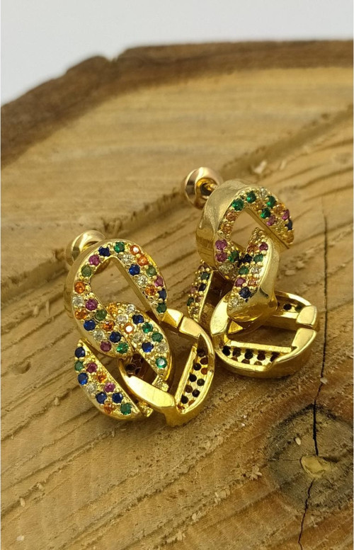 Gold Renk Figürlü Çelik Küpe