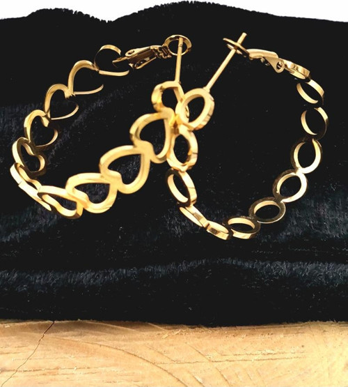 Gold Renk Figürlü Çelik Küpe