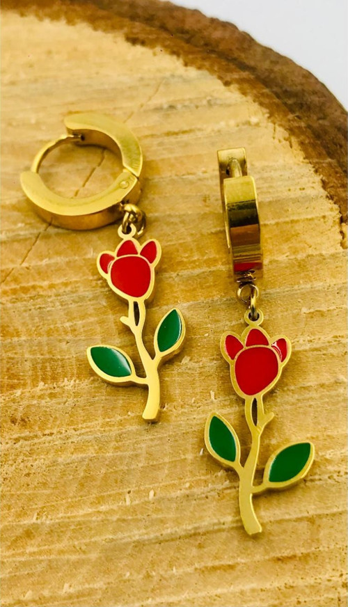 Gold Renk Figürlü Çelik Küpe