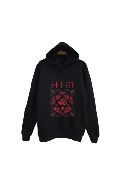 Him Baskılı Unisex %100 Pamuk Kapüşonlu Siyah Sweatshirt