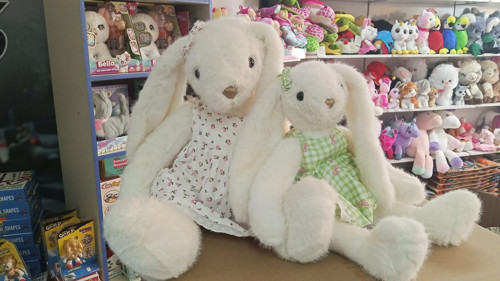 Oyuncak Kıyafetli Peluş İkisi Birarada 60 ve 45 cm Anne Bebek Tavşan Uyku Arkadaşım Pelüş