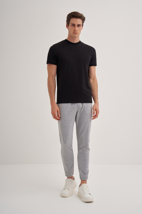 Erkek Siyah Bisiklet Yaka T-shirt 46200