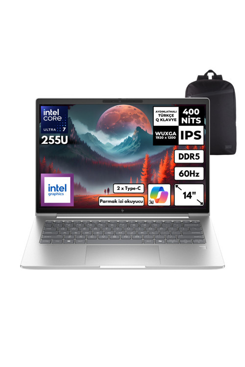 Elitebook 6 Ultra 7-255U 16GB 1 TB Intel Graphics 14" WUXGA Win 11 Pro + S.Çantası C9XW2ETHMF1