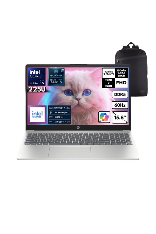 AI 15-FD2026NT U5-225U 40GB 512 GBSSD Intel Graphics 15.6" FHD Freedos +S.Çantası D51E0EAHMF20