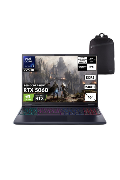 Predator Helios Neo 16 U9-275HX 48 GB 4TB RTX5060 16" Win11 Pro +S.Çantası NH.QVUEY.001HMF23