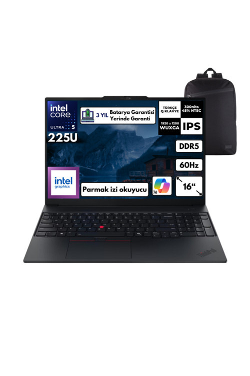 Thinkpad E16 G3 U5-225U 40GB 1TB Intel Graphics 16" Win10 Pro +S.Çantası 21SSS2YQ60HMF65