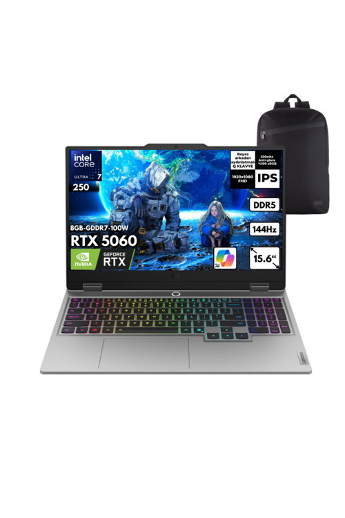 LOQ 15AHP10 R7-250 16-GBDDR5 4 TBSSD RTX5060 15.6" Win 11 Pro +S.Çantası 83JG008UTRHMF26