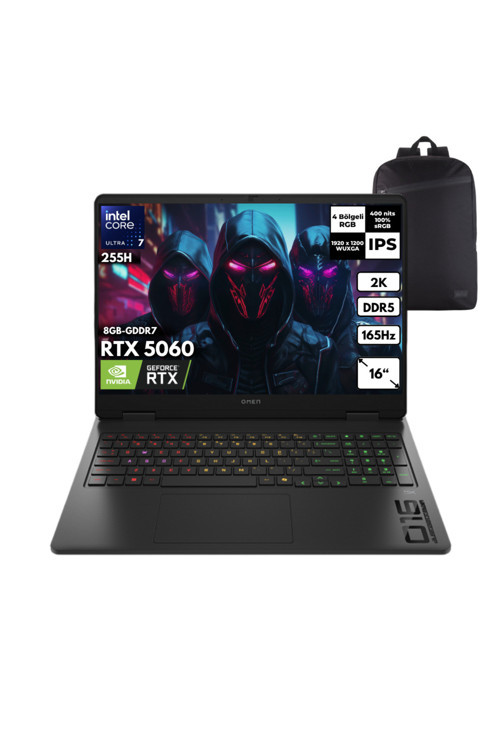 Omen Slim 16-AN0036NT U7-255H 40GB 2TB RTX5060 16" WUXGA 165Hz Win11 Home +S.Çantası CK9L3EAHMF25