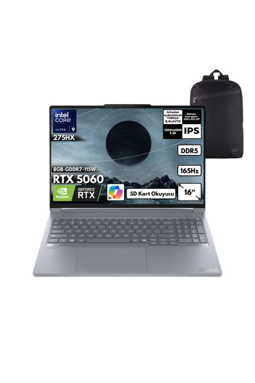 ThinkBook 16p G6 IAX U9-275HX 32GB 2 TB RTX5060 16" Win11 Pro + S. Çantası 21R0001JTXHMF17