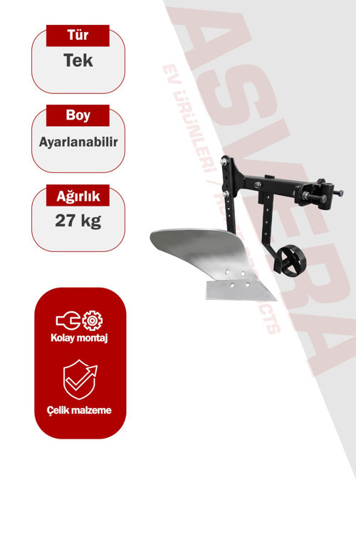 Tekerlekli Büyük Aynalı Tekli Pulluk - 10-12-22 HP Çapa Makineleri İçin Denge Tekerlekli Pulluk